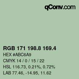 カラーコード: RGB 171 198.8 169.4 | qconv.com