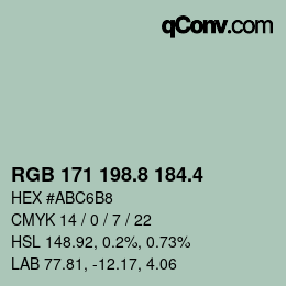 カラーコード: RGB 171 198.8 184.4 | qconv.com
