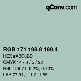 カラーコード: RGB 171 198.8 189.4 | qconv.com