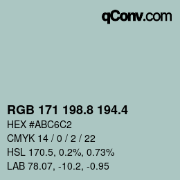 カラーコード: RGB 171 198.8 194.4 | qconv.com