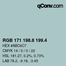 カラーコード: RGB 171 198.8 199.4 | qconv.com