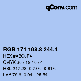 カラーコード: RGB 171 198.8 244.4 | qconv.com
