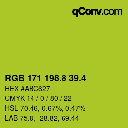 カラーコード: RGB 171 198.8 39.4 | qconv.com
