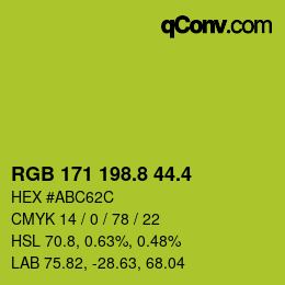 カラーコード: RGB 171 198.8 44.4 | qconv.com