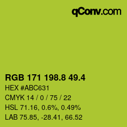 カラーコード: RGB 171 198.8 49.4 | qconv.com