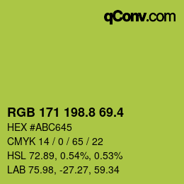 カラーコード: RGB 171 198.8 69.4 | qconv.com