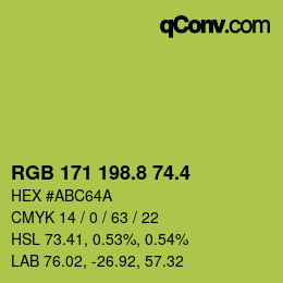 カラーコード: RGB 171 198.8 74.4 | qconv.com