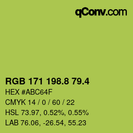 カラーコード: RGB 171 198.8 79.4 | qconv.com