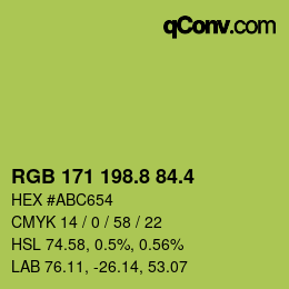 カラーコード: RGB 171 198.8 84.4 | qconv.com