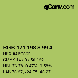 カラーコード: RGB 171 198.8 99.4 | qconv.com