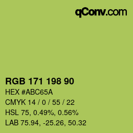 Color code: RGB 171 198 90 | qconv.com