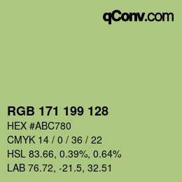 Color code: RGB 171 199 128 | qconv.com
