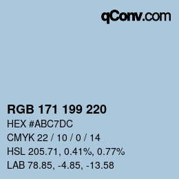 Color code: RGB 171 199 220 | qconv.com