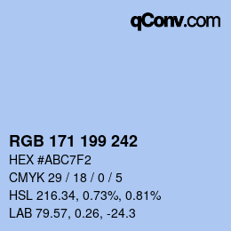 颜色代码: RGB 171 199 242 | qconv.com