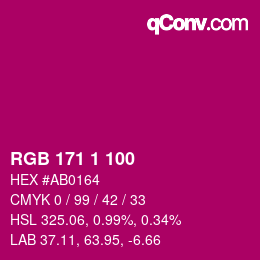 Color code: RGB 171 1 100 | qconv.com