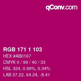 Color code: RGB 171 1 103 | qconv.com