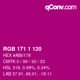 Color code: RGB 171 1 120 | qconv.com