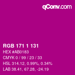 カラーコード: RGB 171 1 131 | qconv.com