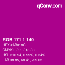 Color code: RGB 171 1 140 | qconv.com