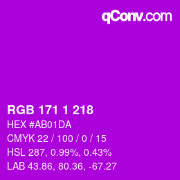 Color code: RGB 171 1 218 | qconv.com