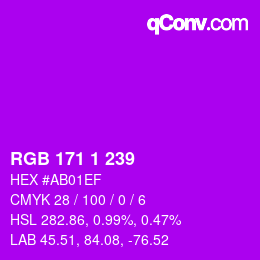 カラーコード: RGB 171 1 239 | qconv.com