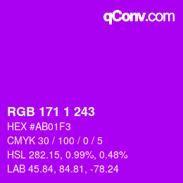 Color code: RGB 171 1 243 | qconv.com