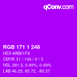 カラーコード: RGB 171 1 248 | qconv.com