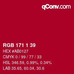 Color code: RGB 171 1 39 | qconv.com