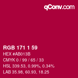 カラーコード: RGB 171 1 59 | qconv.com