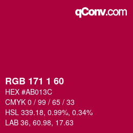 カラーコード: RGB 171 1 60 | qconv.com