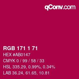 Color code: RGB 171 1 71 | qconv.com