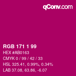 Color code: RGB 171 1 99 | qconv.com