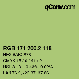 カラーコード: RGB 171 200.2 118 | qconv.com