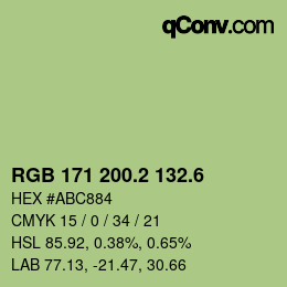 カラーコード: RGB 171 200.2 132.6 | qconv.com