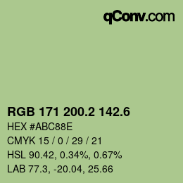 カラーコード: RGB 171 200.2 142.6 | qconv.com