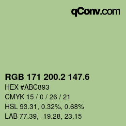 カラーコード: RGB 171 200.2 147.6 | qconv.com