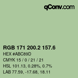 カラーコード: RGB 171 200.2 157.6 | qconv.com