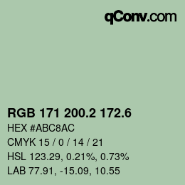 カラーコード: RGB 171 200.2 172.6 | qconv.com