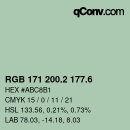 カラーコード: RGB 171 200.2 177.6 | qconv.com