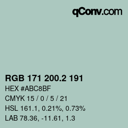 カラーコード: RGB 171 200.2 191 | qconv.com