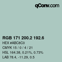 カラーコード: RGB 171 200.2 192.6 | qconv.com