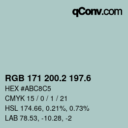 カラーコード: RGB 171 200.2 197.6 | qconv.com