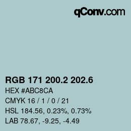 カラーコード: RGB 171 200.2 202.6 | qconv.com