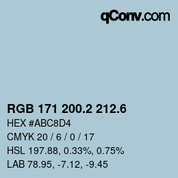 カラーコード: RGB 171 200.2 212.6 | qconv.com