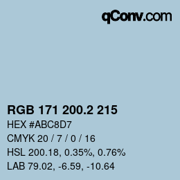 カラーコード: RGB 171 200.2 215 | qconv.com