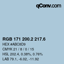 カラーコード: RGB 171 200.2 217.6 | qconv.com