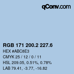 カラーコード: RGB 171 200.2 227.6 | qconv.com
