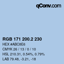 カラーコード: RGB 171 200.2 230 | qconv.com