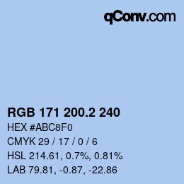 カラーコード: RGB 171 200.2 240 | qconv.com