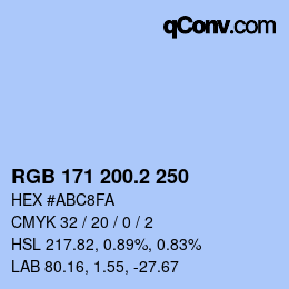 カラーコード: RGB 171 200.2 250 | qconv.com